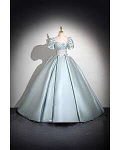 Frost Whisper – Blue Satin Princess Gown