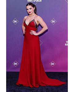 Addison Rae Red Spaghetti Straps Evening Prom Dress People's Choice Awards 2020