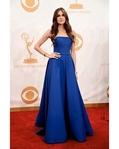 Allison Williams Royal Blue Strapless Satin Formal Prom Dress Emmys 2013