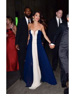 Amal Clooney Blue and White Dress United Nations Awards