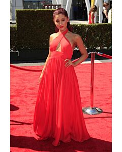 Ariana Grande Inspired Red Halter Celebrity Formal Prom Dress Emmys 2012