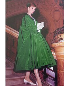 Audrey Hepburn Inspired Emerald Green Evening Coat Dress "Funny Face" Costume