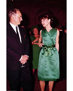 Audrey Hepburn Inspired Green Satin Vintage Cocktail Celebrity Dress