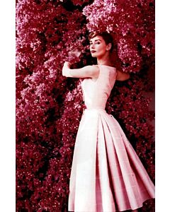Audrey Hepburn Inspired Pink Sleeveless Tea-length Celebrity Dress 1950s Fashion 