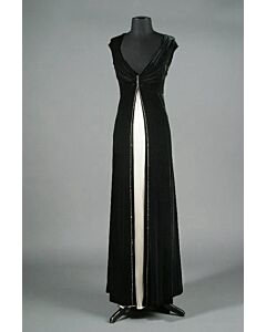Barbra Streisand Inspired Black and White Off-the-shoulder Velvet Dress "The Concert"
