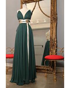 Bay Kennish Blue Chiffon V Neck Backless A Line Prom Dress Switched at Birth