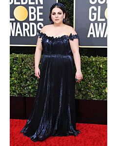 Beanie Feldstein Navy Off-the-shoulder Plus Size Formal Dress Golden Globes 2020