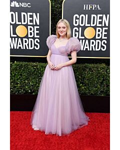 Dakota Fanning Lilac Tulle Long Formal Prom Celebrity Dress Golden Globes 2020
