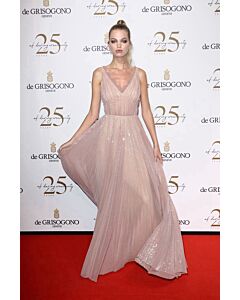 Daphne Groeneveld Inspired Blush Pink V-neck Formal Prom Celebrity Dress