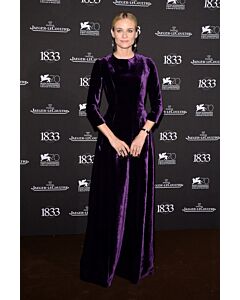 Diane Kruger Purple Velvet Long-sleeve Formal Dress Jaeger-LeCoultre Gala