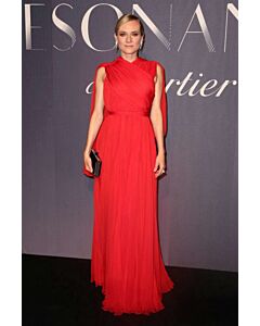 Diane Kruger Red Chiffon Formal Prom Celebrity Dress Cartier High Jewelry Launch