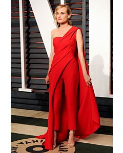 Scarlet Poise – Diane Kruger Vanity Fair-Inspired Strapless Cape Jumpsuit