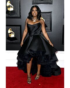 Dreezy Black Strapless Satin High-low Formal Prom Celebrity Dress Grammys 2020
