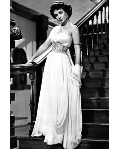 Elizabeth Taylor White One-shoulder Chiffon Celebrity Evening Dress in Movie "Elephant Walk"