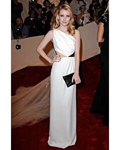 Emma Roberts White One-Shoulder Cut-Out Prom Dress Met Gala 2011