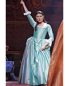 Eliza Schuyler Hamilton–Inspired Seafoam Green Lace-Trimmed 18th-Century Ball Gown from “Hamilton”