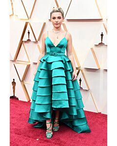 Florence Pugh Inspired Teal Blue Satin Formal Prom Celebrity Dress Oscars 2020