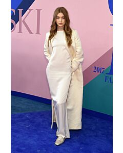 Gigi Hadid Inspired White Formal Evening Celebrity Dress with Coat CFDA Awards 2017