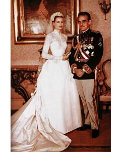 Grace Kelly Inspired High Neck Lace Celebrity Wedding Gown