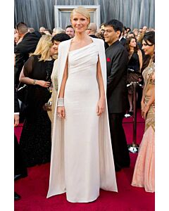 Gwyneth Paltrow White Formal Dress with Cape Oscars 2012 Red Carpet