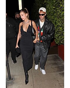 Hailey Bieber Inspired Black Halter Backless Dress with Slit – Sexy and Sophisticated Night Out Look