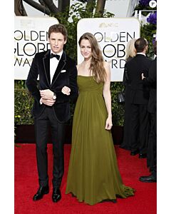 Hannah Bagshawe Green Strapless Chiffon Formal Prom Dress Golden Globes 2015