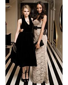 Champagne Allure – Jourdan Dunn Met Gala 2012–Inspired Spaghetti-Strap Lace Sheath Gown