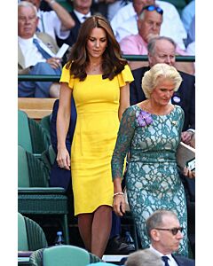 Sunlit Grace – Kate Middleton Yellow Flutter-Sleeve Midi Sheath Dress