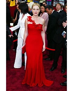 Crimson Bloom – Oscars 2002–Inspired Red Floral One-Shoulder Mermaid Gown