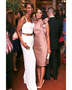 Blush Whisper – Kerry Washington One-Shoulder Mauve Satin Sheath Dress