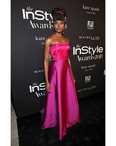 Kiki Layne Fuchsia and Purple Strapless Satin Dress InStyle Awards 2019