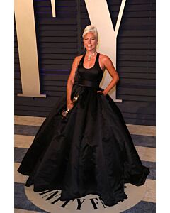 Lady Gaga Black Satin Ball Gown Vanity Fair Oscar Party 2019