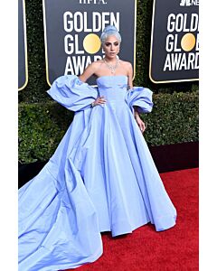 Lady Gaga Lavender Strapless Formal Dress with Cape-sleeves Golden Globes 2019