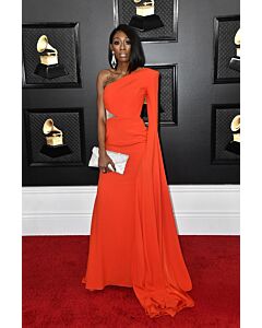 Lala Milan Orange One-shoulder Formal Evening Prom Celebrity Dress Grammys 2020