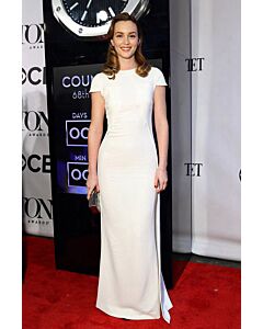 Leighton Meester White Cap-sleeve Formal Evening Prom Celebrity Dress Tony Awards 2014
