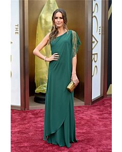 Louise Roe Green One-shoulder Formal Prom Celebrity Dress Oscars 2014