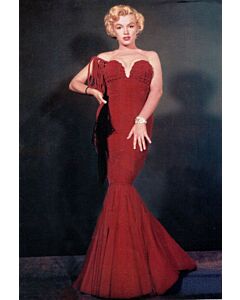 Marilyn Monroe Red Velvet Mermaid 1950s Celebrity Evening Dress Henrietta Awards