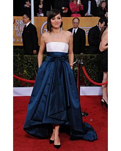 Marion Cotillard Blue and White Satin Formal Prom Dress SAG Awards 2013