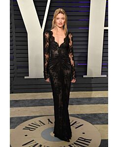 Martha Hunt Black Lace Long-sleeve Formal Evening Celebrity Dress Oscars 2019 Party