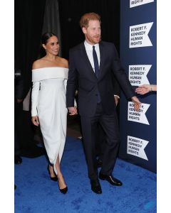 Meghan Markle Inspired White Off-the-shoulder Formal Evening Dress