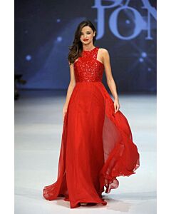 Miranda Kerr Red Sequin Chiffon Formal Prom Celebrity Dress David Jones Show