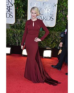 Naomi Watts Burgundy Long-sleeve Mermaid Formal Dress Golden Globes 2013  