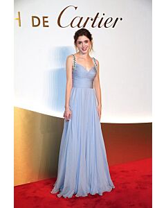 Celestial Charm – Natalia Dyer Clash de Cartier Launch-Inspired Light Blue Chiffon Gown