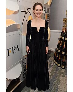 Natalie Portman Black Velvet Celebrity Dress Golden Globes 2018