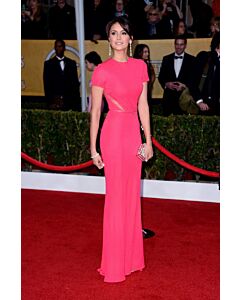 Nina Dobrev Fuchsia Pink Short Sleeve Formal Celebrity Dress SAG Awards 2013