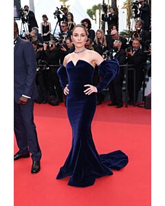 Noomi Rapace Inspired Navy Blue Velvet Celebrity Evening Formal Dress Cannes 2022