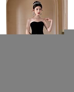 Dusk & Dawn – Strapless Velvet Bodice & Ruffled Chiffon Ball Gown