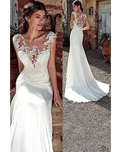 Lace Illusion Back Gown with Long Train for Formal Events