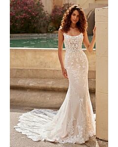 Lace Mermaid Gown with Long Train for Evening Events