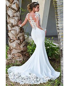 Lace Neck Mermaid Gown with Long Train for Formal Events